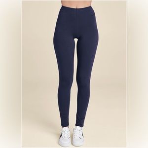Navy Blue Basic Leggings mid rise waist elastic sizes L and XL brand new